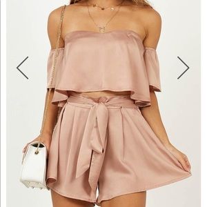 So Yesterday Two Piece Set In Mocha Satin